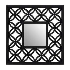 Interiors by Premier Square Black Lattice Frame Wall Mirror