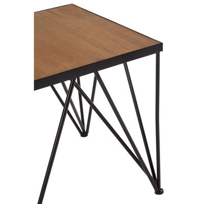 Interiors by Premier Square Side Table, Wood Metal Side Table, Industrial Side Table, Wood Top Side Table, Black Iron Side Table