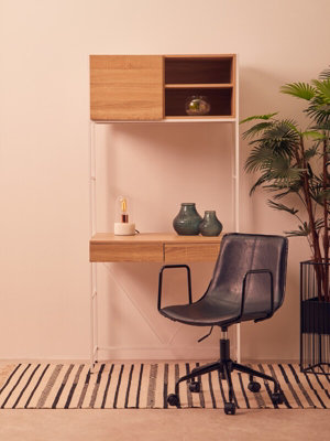 Interiors By Premier Stable Natural Oak Shelf Unit, Sleek And Versatile Narrow Shelving Unit, Easily Maintained Work Space