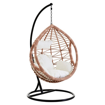 Interiors by Premier Stable Natural Rattan Effect Hanging Chair, Stylish Lounge Chaiir, Versatile Garden Chair, Stable Lawn Chair