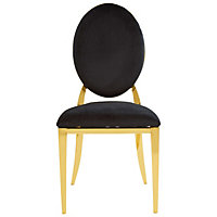 Interiors by Premier Stackable Gold Finish Dining Chair, Backrest Indoor Velvet Chair, Easy to Clean Bedroom Velvet Chair