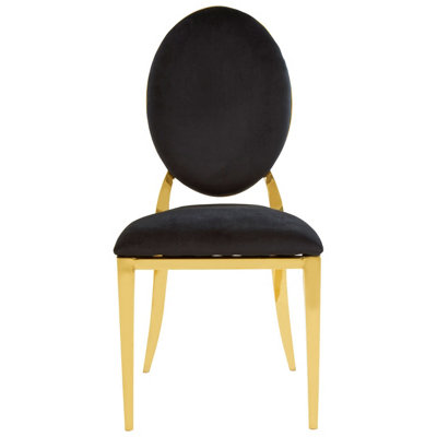 Interiors by Premier Stackable Gold Finish Dining Chair, Backrest Indoor Velvet Chair, Easy to Clean Bedroom Velvet Chair