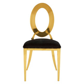 Interiors by Premier Stackable Gold Frame Dining Chair, Backrest Indoor Velvet Chair, Easy to Clean Bedroom Velvet Chair