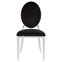 Interiors by Premier Stackable Silver Finish Dining Chair, Backrest Indoor Velvet Chair, Easy to Clean Bedroom Velvet Chair