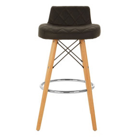 Interiors by Premier Stockholm Black Leather Effect Seat Bar Stool