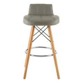 Interiors by Premier Stockholm Grey Leather Effect Bar Stool