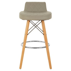 Interiors by Premier Stockholm Grey Leather Effect Seat Bar Stool