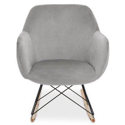 Interiors By Premier Stockholm Small Grey Velvet Rocking Chair | DIY At B&Q