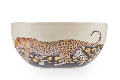 Interiors By Premier Stoneware Large Salad Bowl With Intricate Leopard ...