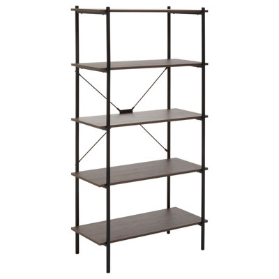 Interiors By Premier Storage Five Tier Dark Oak Shelf Unit, Versatile And Adaptable Shelving Unit, Durable tall Cupboards