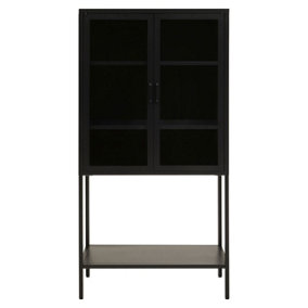 Interiors By Premier Storage Two Door Black Cabinet With Shelf, Sleek Design Bedorom Cabinet, Compact Adjustable Shelving Cabinet