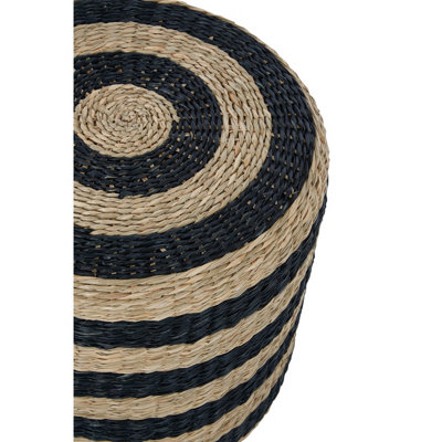 Interiors by Premier Stripe Seagrass Pouffe, Comfortable footrest seagrass pouffe,Easy to move woven stool, Versatile stool