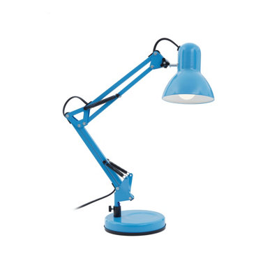 Interiors by Premier Studio Blue Metal Desk Lamp, Adjustable Anglepoise Design Tall Table Lamps, Contemporary Blue Desk Lamp