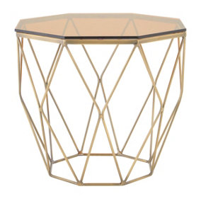 Interiors by Premier Stunning End Table With Brushed Bronze Base, Versatile Sitting Room Side Table, Practical Lounge Room Table