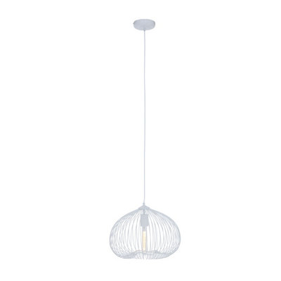 Interiors By Premier Sturdy 1 Bulb White Finish Pendant Light ...