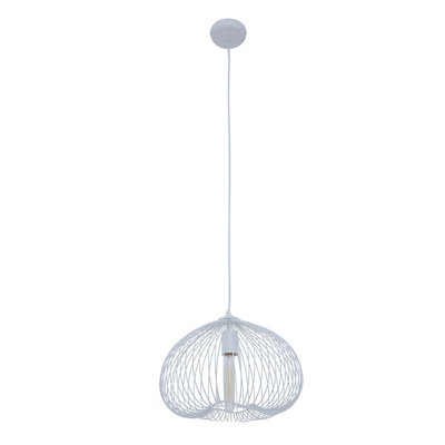 Interiors By Premier Sturdy 1 Bulb White Finish Pendant Light ...