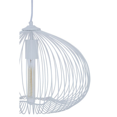 Interiors By Premier Sturdy 1 Bulb White Finish Pendant Light ...