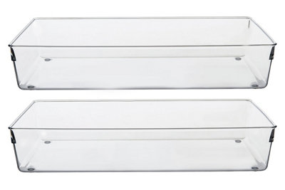 Interiors By Premier Sturdy Build Set Of Two Large Kitchen Organisers, Integrated Handle Narrow Storage Boxes For Fridge