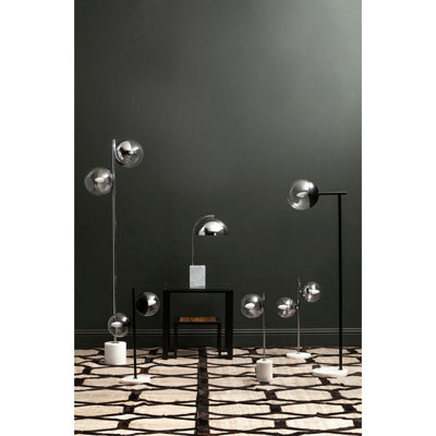 Interiors By Premier Sturdy Chrome Finish 2 Light Floor Lamp, Minimalist Bedroom Lamp, Double Glass Globe Tall Lamp On Floor