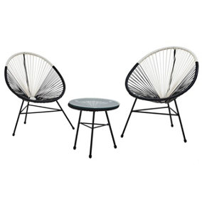 Interiors by Premier Sturdy Dual Tone Rattan 3 Piece Patio Set, Weather Resistant Table and Chairs, Outdoor Round Table & Chairs