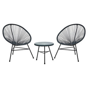 Interiors by Premier Sturdy Grey Rattan 3 Piece Patio Set, Weather Resistant Table And Chairs, Outdoor Round Table and Chairs