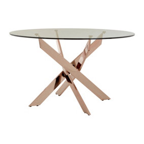 Interiors by Premier Sturdy Intersected Rose Gold Dining Table, Durable And Stylish Kitchen Table, Luxurious Dining Room Table