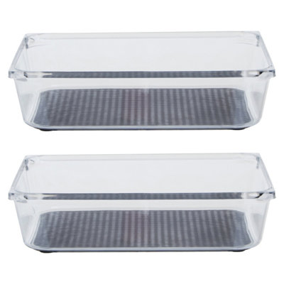 Interiors By Premier Sturdy Medium Set Of Two Kitchen Organisers With Rubber Insert, Integrated Handle Storage Boxes For Fridge
