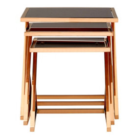 Interiors by Premier Sturdy Set Of 3 Rose Gold Finish Nesting Tables, Fashionable Nesting Tables, Practical Square Nesting Tables