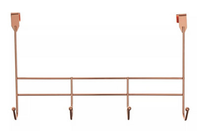 Interiors By Premier Stylish 4 Hook Rose Gold Over Door Hanger, Functional Over Door Coat Hanger, Sturdy Design Hanging Rack