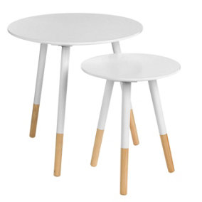 Interiors By Premier Stylish And Elegant Design Set Of Two White Round Side Tables, Durable And Sturdy Side Tables, Small Tables