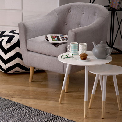 Interiors By Premier Stylish And Elegant Design Set Of Two White Round Side Tables, Durable And Sturdy Side Tables, Small Tables