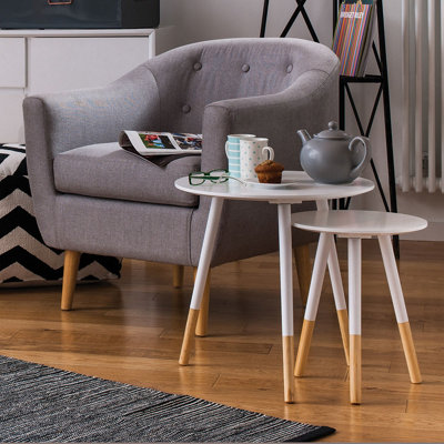 Interiors By Premier Stylish And Elegant Design Set Of Two White Round Side Tables, Durable And Sturdy Side Tables, Small Tables