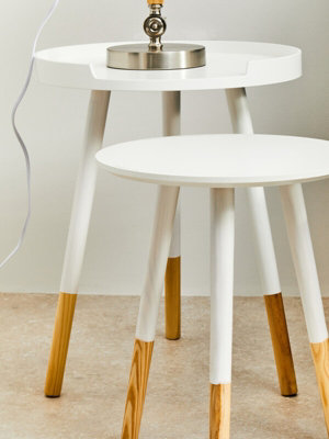 Interiors By Premier Stylish And Elegant Design Set Of Two White Round Side Tables, Durable And Sturdy Side Tables, Small Tables