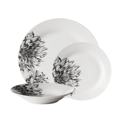 Interiors By Premier Stylish Botanic 12 Piece Dinner Set, Durable Dinner Set For Dinner, Contemporary Design Crockery Set