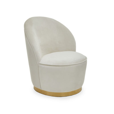 Interiors by Premier Stylish Cream Velvet Base Chair, Elegant Accent Chair, Velvet Upholstered Armless Chair, Mid-century Chair