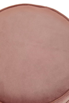 Interiors by Premier Stylish Dusty Pink Velvet Gold Leg Footstool, Elegant Mid-century Wooden Footrest For Bedrooms and Hallways