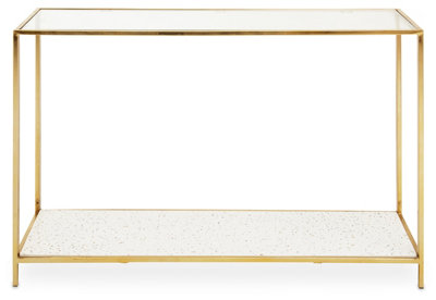 Interiors by Premier Stylish Gold Frame Console Table, Modern Console Table in Terrazzo Effect, Contemporary Design Hallway Table