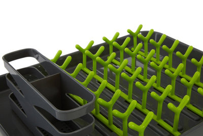Interiors By Premier Stylish Grey And Lime Green Dish Drainer, Functional Dish Drainer For Kitchen, Practical Design Dish Drainer