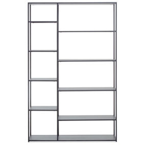 Interiors By Premier Stylish Grey Metal Multi Shelf Unit, Practical Design Corner Shelf Unit, Multi Level Narrow Shelving Unit