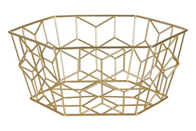 Interiors By Premier Stylish Matte Gold Fruit Basket, Functional Design Unique Fruit Basket For Livingroom, Durable Fruit Basket