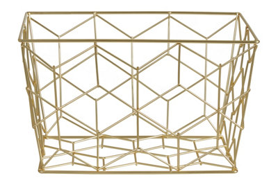 Interiors By Premier Stylish Matte Gold Storage Basket, Functional Design Storage Basket For Kitchen, Durable Decorative Basket