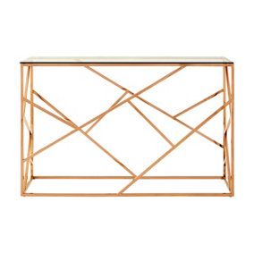 Interiors by Premier Stylish Rose Gold Geometric Console Table, Versatile Hallway Table, Easily Maintained Living Room Table