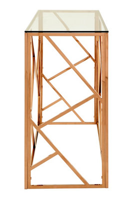 Interiors by Premier Stylish Rose Gold Geometric Console Table, Versatile Hallway Table, Easily Maintained Living Room Table