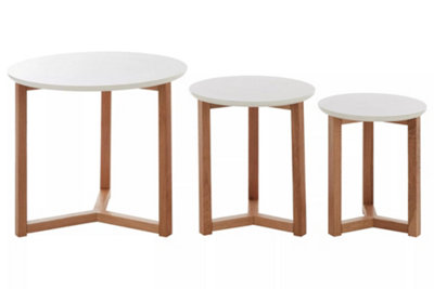 Interiors By Premier Stylish Set Of 3 Tables With White Tops, Nordic Design Small Lounge Tables, Versatile Small Table For Bedroom