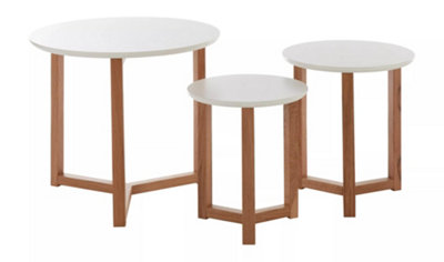 Interiors By Premier Stylish Set Of 3 Tables With White Tops, Nordic Design Small Lounge Tables, Versatile Small Table For Bedroom