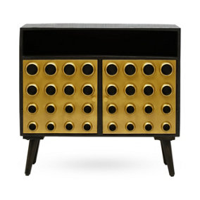 Interiors by Premier Stylish Two-Drawer Mango Wooden Sideboard, Mid-Century Modern Side Board for Living Room Organization