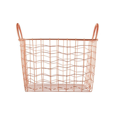 Interiors By Premier Stylish Wavy Grid Recatngular Wire Basket, Functional Wireframe Basket For Kitchen, High Quality Basket