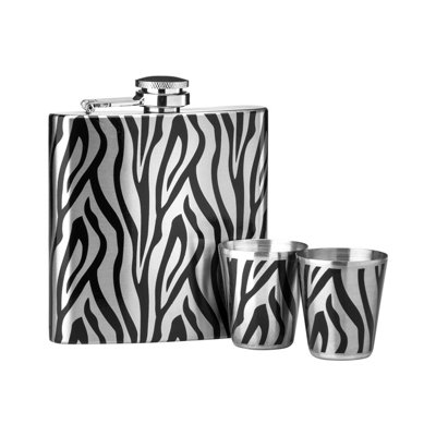 Interiors By Premier Stylish Zebra Design Hip Flask Set, Durable Hip Flask For Men, Glamorous Design Alcohal Flask For Everyone