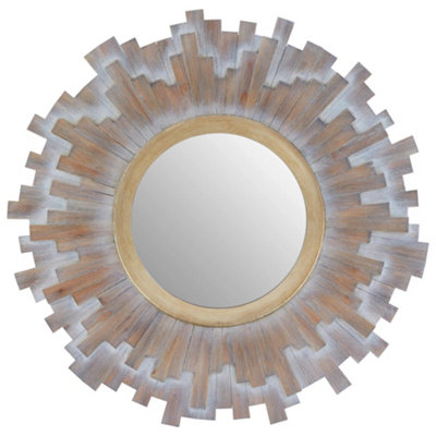 Interiors by Premier Sunburst Multilevel Wooden Wall Mirror