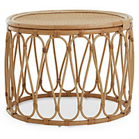 Interiors by Premier Sustainable Natural Rattan Table, Decorative Frame Garden Furniture, Elegant Open Weave Garden Table
